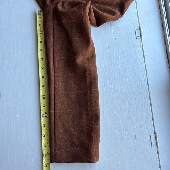 Leith Nordstrom Womens M Blazer Brown Pink Plaid Button Dale Windowpane NWT - Picture 12 of 13